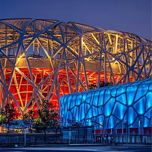 Bird's Nest & Water Cube at night